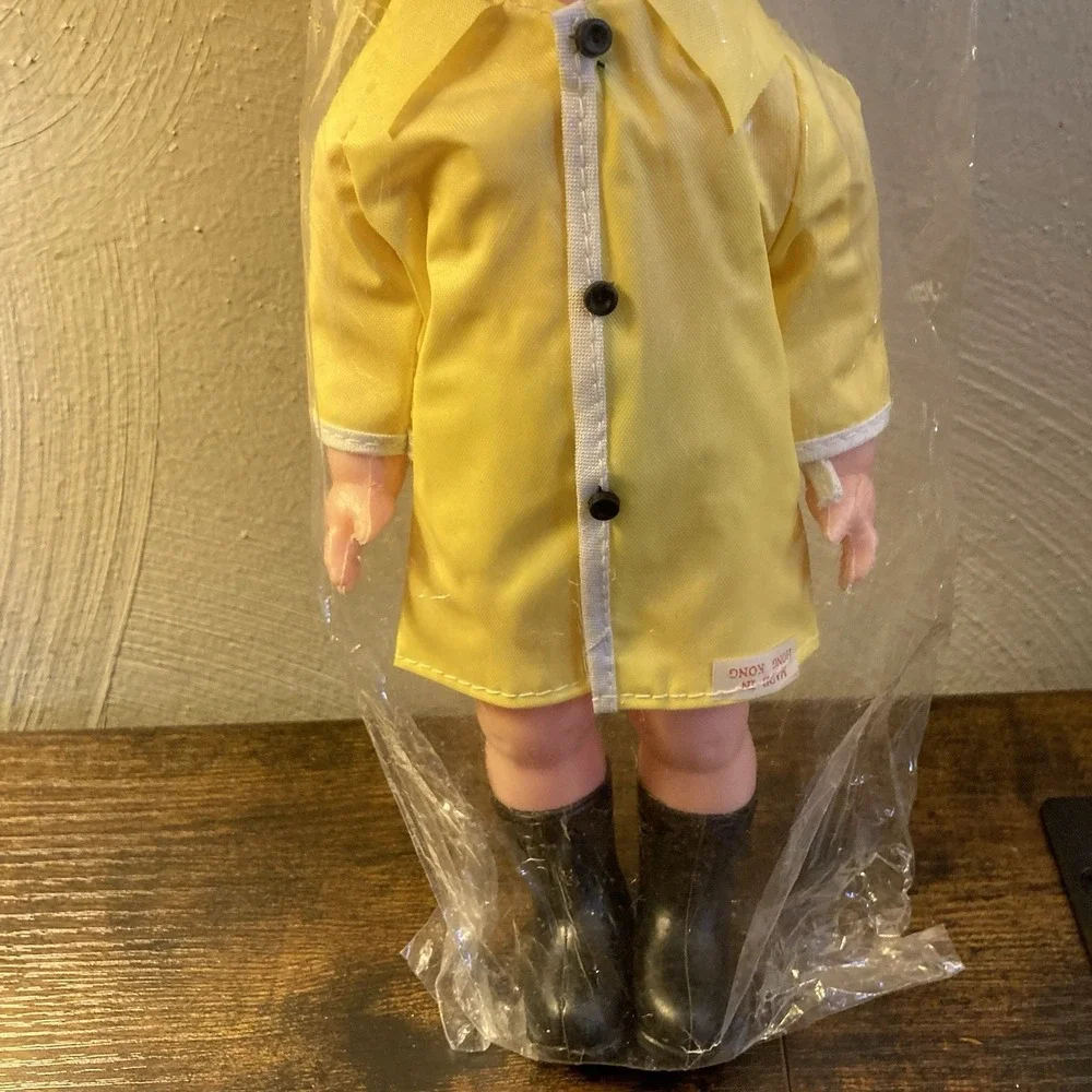 Rare NIP Mego Raincoat Doll 1970s Eye Open Close Vinyl Rooted Hair Galoshes Girl
